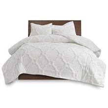 Load image into Gallery viewer, Madison Park Tufted Chenille 100% Cotton Duvet Modern Luxe All Season Comforter Cover Bed Set with Matching Shams, King/California King (104 in x 92 in), Pacey, Ogee Off White