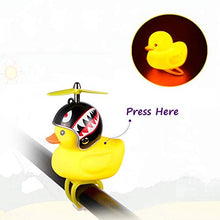 Load image into Gallery viewer, NEKRASH Duck Bike Bell, Rubber Duck Bicycle Accessories with LED Light, Cute Propeller Handlebar Bicycle Horns for Kids Toddler Children Adults Sport Outdoor