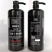 Load image into Gallery viewer, Dead Sea Collection Men’s Body Wash - Pack of 2 (67.6 Fl. Oz) - Sandalwood 3 in 1 Body Wash for Men - Face Wash for Men with Shower Gel for Men and Shampoo for Men to Keeping You Feeling Fresh & Cool