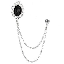 Load image into Gallery viewer, Huture 2 Packs Men's Gem Brooch Lapel Pin Badge Hanging Chains Collar Brooches Pin for Career Suit Tuxedo of Shirts Tie Hat Scarf for Boyfriend Father Birthday Gift, Gold Silver Black