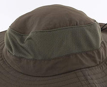 Load image into Gallery viewer, Home Prefer Outdoor UPF50+ Mesh Sun Hat Wide Brim Fishing Hat with Neck Flap (Army Green)