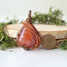 Load image into Gallery viewer, Designs by Nature Gems Handmade Men’s Fire Red Agate Necklace 24 Inch Chain Antique Bronze, January & September Birthstone