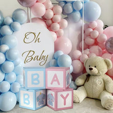 Load image into Gallery viewer, Elephant Baby block Boxes for Birthday Party Decorations, Elephant Gender Reveal Decorations – 4 Pink and Blue BABY Balloon Boxes With Elephant Printed, Babyshower Decorations for Boys Girls First Birthday