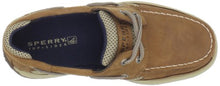 Load image into Gallery viewer, Sperry boys Lanyard boat shoes, Dark Tan/Navy, 6 Big Kid US