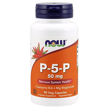 Load image into Gallery viewer, NOW Supplements, P-5-P 50 mg with Coenzyme B-6 + Mg Bisglycinate, 90 Veg Capsules