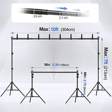 Load image into Gallery viewer, Emart Backdrop Stand 10x7ft(WxH) Photo Studio Adjustable Background Stand Support Kit with 2 Crossbars, 8 Backdrop Clamps, 2 Sandbags and Carrying Bag for Parties Wedding Events Decoration