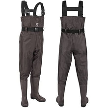 Load image into Gallery viewer, TIDEWE Bootfoot Chest Wader, 2-Ply Nylon/PVC Waterproof Fishing & Hunting Waders with Boot Hanger for Men and Women Brown Size 12