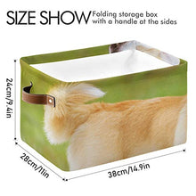 Load image into Gallery viewer, WIEDLKL Rectangular Organizer Bins Dogs Play with Soap Bubbles Outdoors in Summer Pantry Organization and Storage Containers with Strong Pu Leather Handle Waterproof Storage Box for Clothe