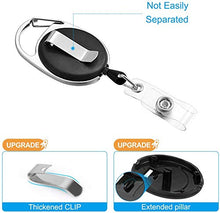Load image into Gallery viewer, 2 Pack Heavy Duty Retractable Badge Holders with Carabiner Reel Clip and Vertical Style Clear ID Card Holders, 24 inches Thick Pull Cord