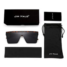 Load image into Gallery viewer, JIM HALO Flat Top Shield Sunglasses Square Mirror Rimless Glasses for Women Men (Tortoise Frame/Grey Lens)