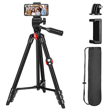 Load image into Gallery viewer, ZOMEI 54" Phone Tripod Cellphone Tripod Portable Travel Tripod Smartphone Tripod Stand with Phone Holder and Remote Shutter for Smartphone Sport Camera and Light Camera