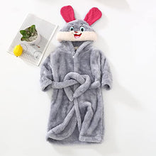 Load image into Gallery viewer, Toddler Infant Hooded Robe Baby Boys Girls Cartoon Graphic Flannel Bathrobe Soft Soft Plush Fleece Pajamas Sleepwear