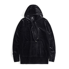 Load image into Gallery viewer, HANGJIA Men's Hoodies Hip Hop Swag Velvet Velour Long Sleeve Hooded Sweatshirt Black XL
