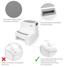 Load image into Gallery viewer, 2 Step Stool for Kids (Gray 2 Pack) | Toddler Stool for Toilet Potty Training | Slip Resistant Soft Grip for Safety as Bathroom Potty Stool & Kitchen Step Stool | Dual Height & Wide Two Step | iLove