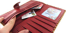 Load image into Gallery viewer, LAVISHY Embroidered Love Hummingbirds & Flower Vegan/Faux Leather Large Flat Wallet (Red)