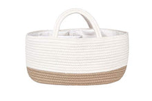 Load image into Gallery viewer, Mila Millie Baby Large Cotton Rope Diaper Caddy | Organizer Storage Bin for Nursery Essentials | Portable Bag for Changing Table and Car | 100% Natural Cotton | Eco Friendly (White & Biege)