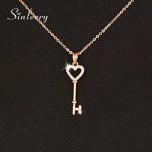 Load image into Gallery viewer, JENNIE SHOP Sweet Micro Pave Crystal Heart Key Necklace&Pendants for Women Brand Jewelry New (Rose Gold)