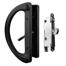 Load image into Gallery viewer, Patio Sliding Glass Door Handle Set with 45° Mortise Lock Suitable for Sliding Glass Patio Door Thickness from 1-1/2" to 1-3/4", Fits 3-15/16” Screw Hole Spacing, Reversible Design(Non-Handed), Black