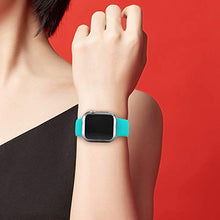 Load image into Gallery viewer, Huishang Compatible for Apple Watch Band 38mm with Screen Protector Case, Soft Silicone Sport Replacement Wristband for iWatch Series 3 2 1 (38mm, Teal)