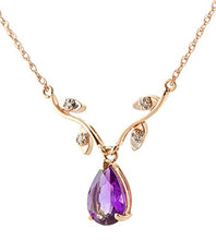 Load image into Gallery viewer, Galaxy Gold 14k White, Rose, Yellow Gold Amethyst and Diamond Vine Branch Design Pendant Necklace with 1.52 Carats (Carat Total Weight) Natural Diamonds & Pear-Shaped Purple Amethyst (Rose-Gold, 22)