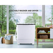Load image into Gallery viewer, Portable Mini Twin Tub Washing Machine 17.6lbs, Washer(11lbs)&Spinner(6.6lbs), 35 mins MAX Washing Time, with Drain Hose, Inlet Water Hose, For Camping, Apartments, Dorms- TACKLIFE DSBP171