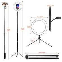 Load image into Gallery viewer, SXIYA LED Ring Light,10.2" Selfie Ring Light with Tripod Stand and Smart Phone Holder Compatible with iPhone Android for Makeup YouTube Videos Photography Adjustable Durable