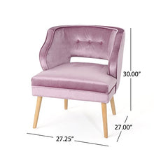 Load image into Gallery viewer, Christopher Knight Home Mariposa Mid-Century Velvet Accent Chair, Light Lavender / Natural