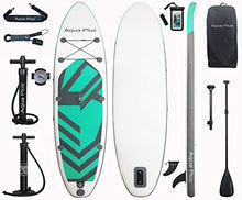 Load image into Gallery viewer, Aqua Plus 11ftx33inx6in Inflatable SUP for All Skill Levels Stand Up Paddle Board, Adjustable Paddle,Double Action Pump,ISUP Travel Backpack, Leash,Shoulder Strap,Youth & Adult Inflatable Paddle Board