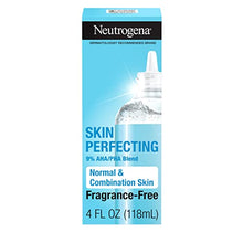Load image into Gallery viewer, Neutrogena Skin Perfecting Daily Liquid Facial Exfoliant with 9% AHA/PHA Blend for Normal & Combination Skin, Smoothing & Brightening Leave-On Exfoliator, Oil- & Fragrance-Free, 4 fl. oz