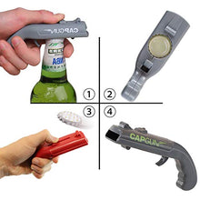 Load image into Gallery viewer, Gun Beer Opener Set 3 Pack Cap Gun Beer Bottle Opener Plastic Launcher Shooter Drink Openers Gun Toy for Home Bar Party Drinking Game Gag Birthday Gift (Red,Grey and Black)