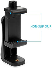 Load image into Gallery viewer, Alphx Universal Smartphone Tripod Cell Phone Holder Mount Adapter Set, Fits iPhone, Samsung, and All Phones, Rotates Vertical and Horizontal with Adjustable Clamp, Includes Mini Tripod