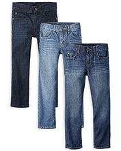 Load image into Gallery viewer, The Children's Place Boys Basic Straight Leg Jeans,Carbon Wash/Deep Blue Wash/Dk Juptier 3 Pack,8
