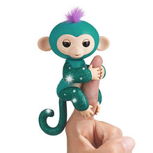 Load image into Gallery viewer, Fingerlings Glitter Monkey - Quincy - Teal Glitter - Interactive Baby Pet - By WowWee (Amazon Exclusive)