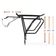 Load image into Gallery viewer, Ibera Bike Rack - Bicycle Touring Carrier Plus+ for Disc Brake Mount, Frame-Mounted for Heavier Top & Side Loads, Height Adjustable for 26"-29" Frames