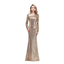 Load image into Gallery viewer, honey qiao Gold Modest Bridesmaid Dresses Long High Back Prom Party Gowns