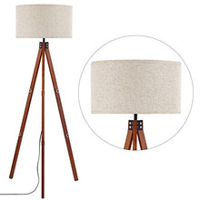 Load image into Gallery viewer, Anbomo Wood Tripod Floor Lamp, Modern Standing Light with E26 Lamp Base, Wood Floor Reading Lamp for Contemporary Living Rooms, Study Room and Office