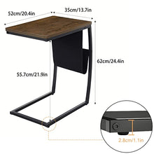 Load image into Gallery viewer, SRIWATANA Side Table End Table, Vintage C Shaped Couch Table with Side Pocket for Sofa Laptop Coffee Snack, Dark Walnut