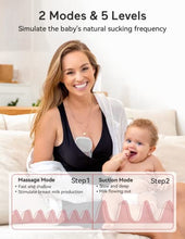 Load image into Gallery viewer, Momcozy S9 Double Wearable Breast Pump, Hands-Free Breast Pump, Portable Electric Breast Pump with 2 Mode & 5 Levels, Painless Breastfeeding Breastpump Can Be Worn in-Bra, 24mm Grey