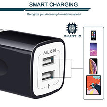 Load image into Gallery viewer, Travel USB Wall Charger, AILKIN 2.4A/2Pack Dual Foldable USB Plug, Dual Port Small Charger Cube USB Box Charger Base Power Outlet Block for Smart Cell Phone XR XS XS MAX Fast Charging Box-Black