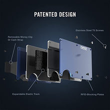 Load image into Gallery viewer, The Ridge Minimalist Slim Wallet For Men - RFID Blocking Front Pocket Credit Card Holder - Aluminum Metal Small Mens Wallets with Cash Strap (Navy)