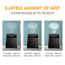 Load image into Gallery viewer, 6L Warm and Cool Mist Humidifiers Large Room Baby Bedroom, Customized Humidity Vaporizer Quiet Air Humidifier with LED Touch Display and Remote, Essential Oil for Wholehouse