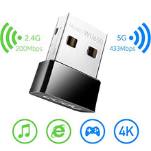 Load image into Gallery viewer, Cudy AC 650Mbps USB WiFi Adapter for PC, 5GHz/2.4GHz Wireless Dongle, WiFi USB, USB Wireless Adapter for Laptop - Nano Size, Compatible with Windows XP / 7 / 8.x /10/11, Mac OS