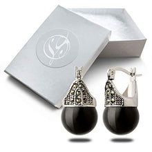 Load image into Gallery viewer, Linda Schnoll Hematite and Ball Hinged Pierced Earrings - Jet Black Jade