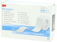Load image into Gallery viewer, 3M™ Micropore™ Surgical Tape 1530-1, 1 IN x 10 YD (2,5cm x 9,1m), 12 Rolls/Carton 10 Cartons/Case