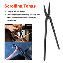 Load image into Gallery viewer, PIILOO Blacksmith Tongs Beginner Bladesmith Forge Tong Knife Making Tongs Set Includes 1/4 Flat Jaw, Pick Up, Scroll, 3/8" 1/2" 5/8" Inch V-Bit Tongs (6PCS)