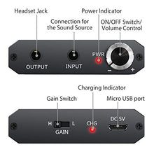 Load image into Gallery viewer, eSynic Headphone Amplifier Portable Amp 3.5mm Gain Switch Audio Rechargeable HiFi Earphone Headphone Amplifier with 1.2m USB Cable and Lithium Battery for MP3 MP4 Phones Digital Players and Computers