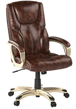 Load image into Gallery viewer, AmazonBasics High-Back, Leather Executive, Swivel, Adjustable Office Desk Chair with Casters, Brown