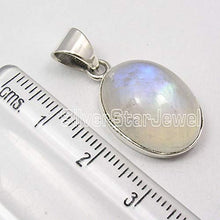 Load image into Gallery viewer, SilverStarJewel 925 Pure Sterling Silver Rainbow Moonstone Necklace Pendant 1.1" New Jewelry