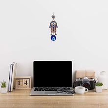 Load image into Gallery viewer, Erbulus Turkish Blue Hamsa Hand of Mother Fatima Evil Eye Wall Hanging Ornament - Turkish Nazar Bead Amulet – Good Luck Charm Gift -Metal Home Protection Decor in a Box