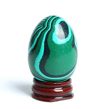 Load image into Gallery viewer, 2 Inches Malachite Gemstone Carved Eggs Polished Botryoidal Quartz Reiki Crafts Crystal with Wood Stand